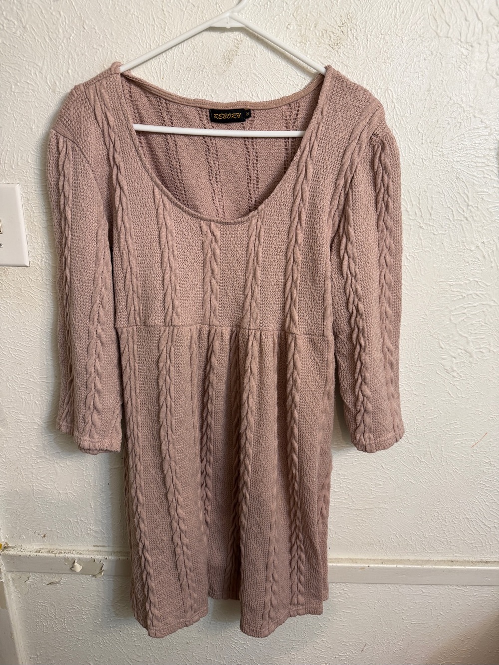 Reborn Mauve Knit Cable-Detail Women's Dress